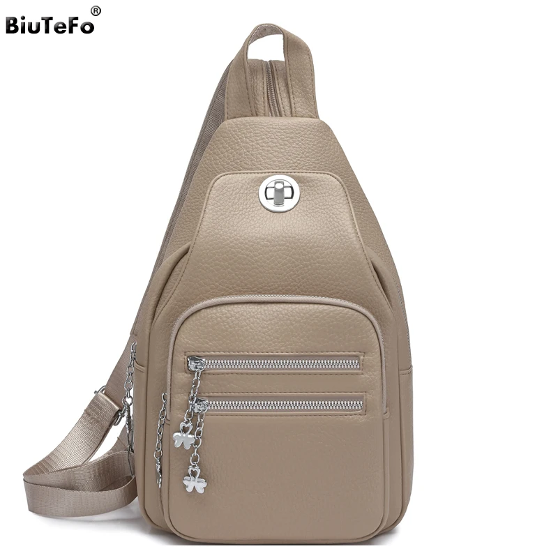 

Fashion Backpack Women Commuter Daypack Large Multifunctional Chest Bag Lightweight Student Schoolbag Pu Leather Travel Rucksack
