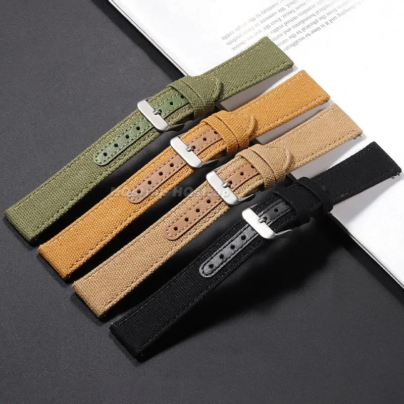 세이코 퀵릴리즈 나일론 가죽 시계 밴드, 하이 퀄리티 캔버스 소프트 스트랩, 밀리터리 스포츠 팔찌, 범용 손목 밴드, 20mm