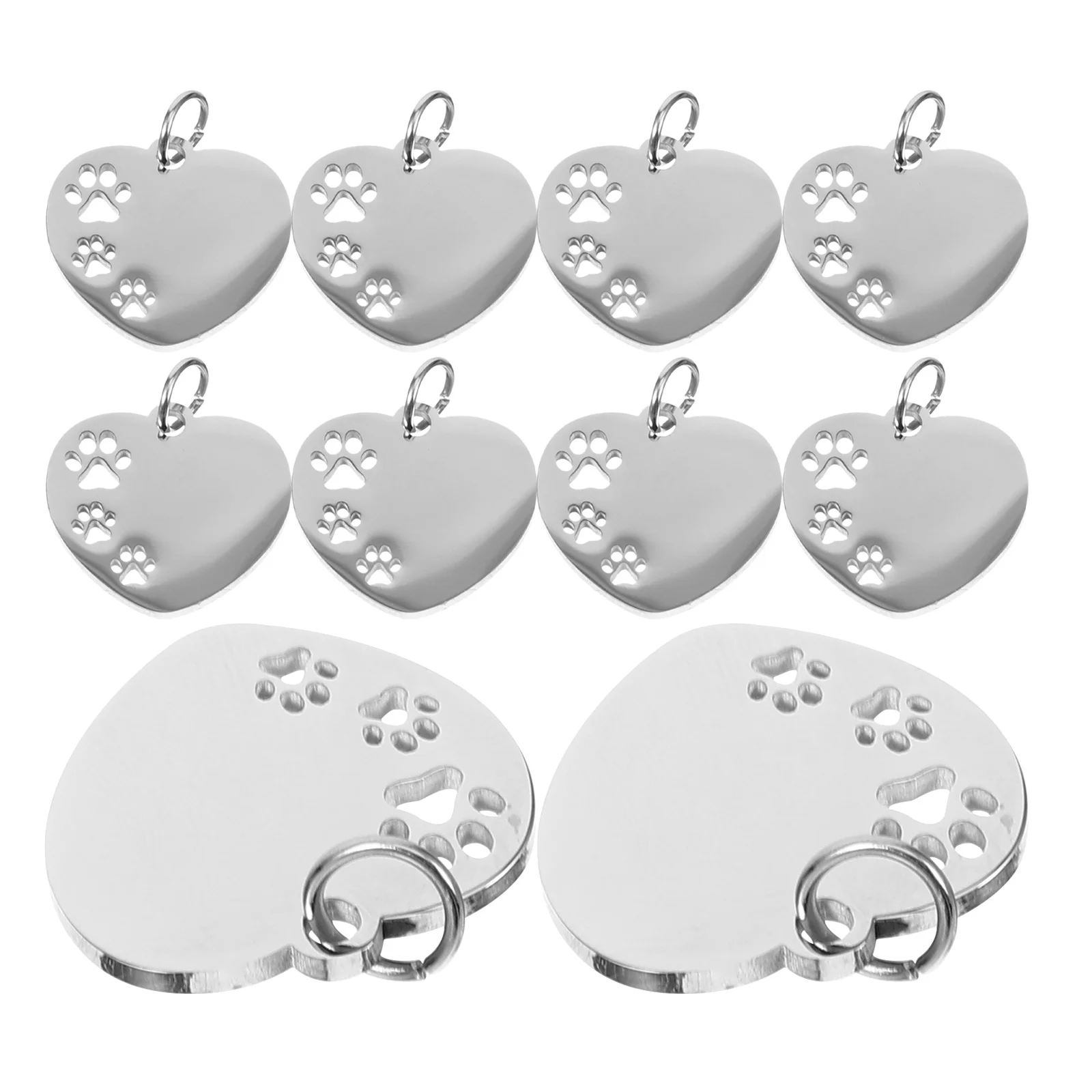 

10Pcs Pet Name Tags Heart Shape Stainless Steel Dog Id Tag Blank for Engraving Name Address Puppy Collar Charm Rust Resistant