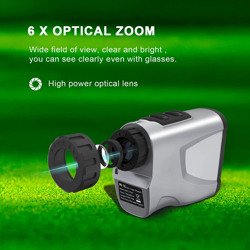 Imagem -02 - Hunting Range Finder Laser Distância Medidor 6x Ampliação com Ângulo de Vibração Altura e Velocidade Ferramenta de Medição para Golf 650 Jardas