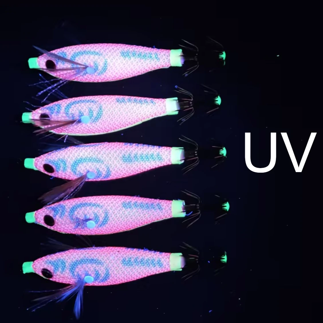 5pcs/box Horizontal Egi Set 8cm Glow Horizontal Squid Jig Real Shrimp Fishing Lure Saltwater Cuttlefish UV Shrimp Octopus Baits view 5