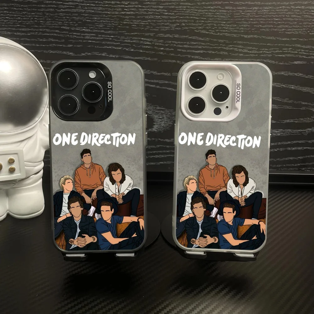 

Band O-One Direction Phone Case IMD Color Silver Shell For IPhone 16 15 14 13 12 Pro Max Plus