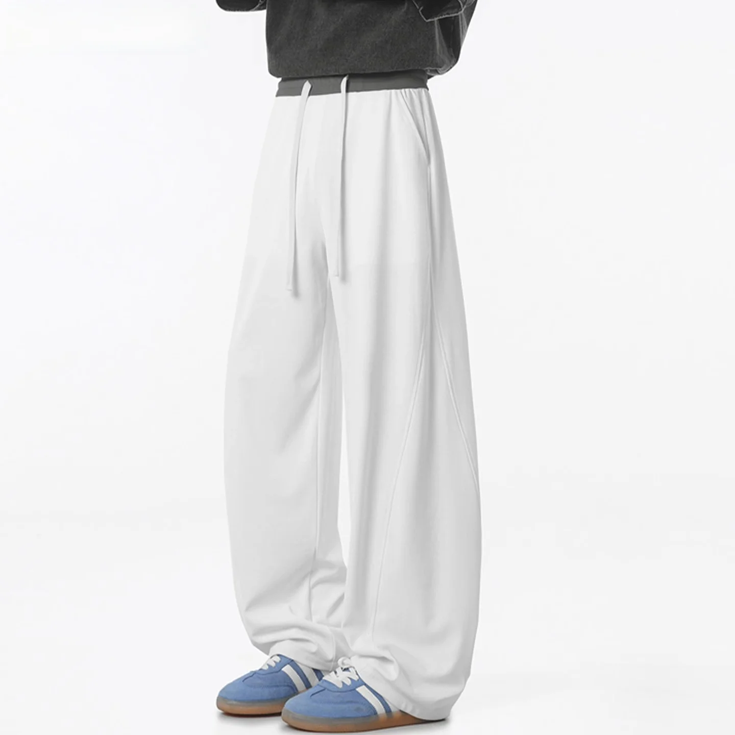 

VIIOW Men's Ice Silk Casual Pants Summer Thin Loose Straight Leg Drapey Elastic Qui Dry Sports Long Trousers