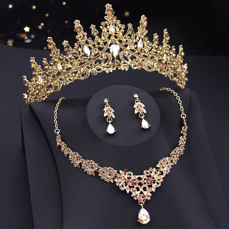 Bride Crown Jewelry Sets for Women Bridal Earrings Tiaras Wedding Necklace sets Princess Girls Party Prom Bride Jewelry Set