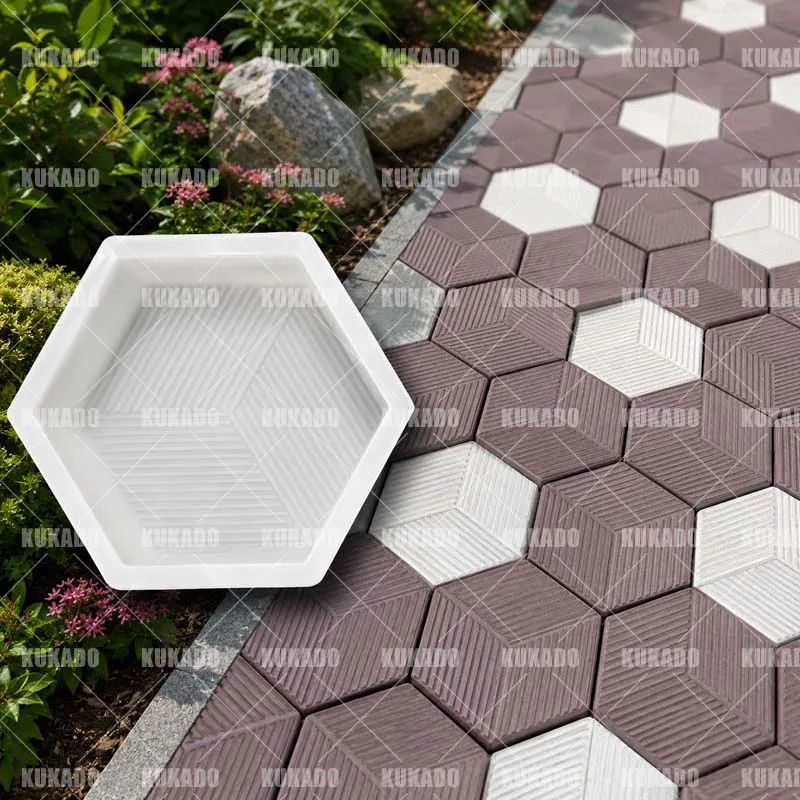 DIY Hexagonal Striped Colored Bricks Plastic Molds for Courtyard Road Paving Square Tiles Park Steps Cement Blocks Home Garden