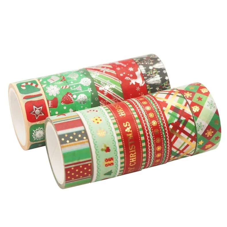 Kit 12 Rolls Christmas Decorative Washi Tapes 1.5cmX5m