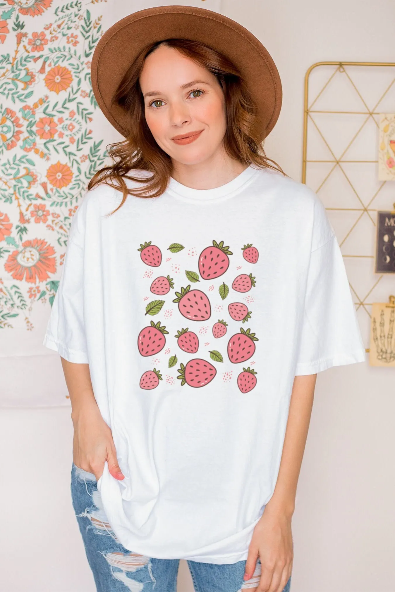 Strawberry Fruit T Shirt Coquette Aesthetic Y2K Tee Trendy Boho For Women Comfort Colors