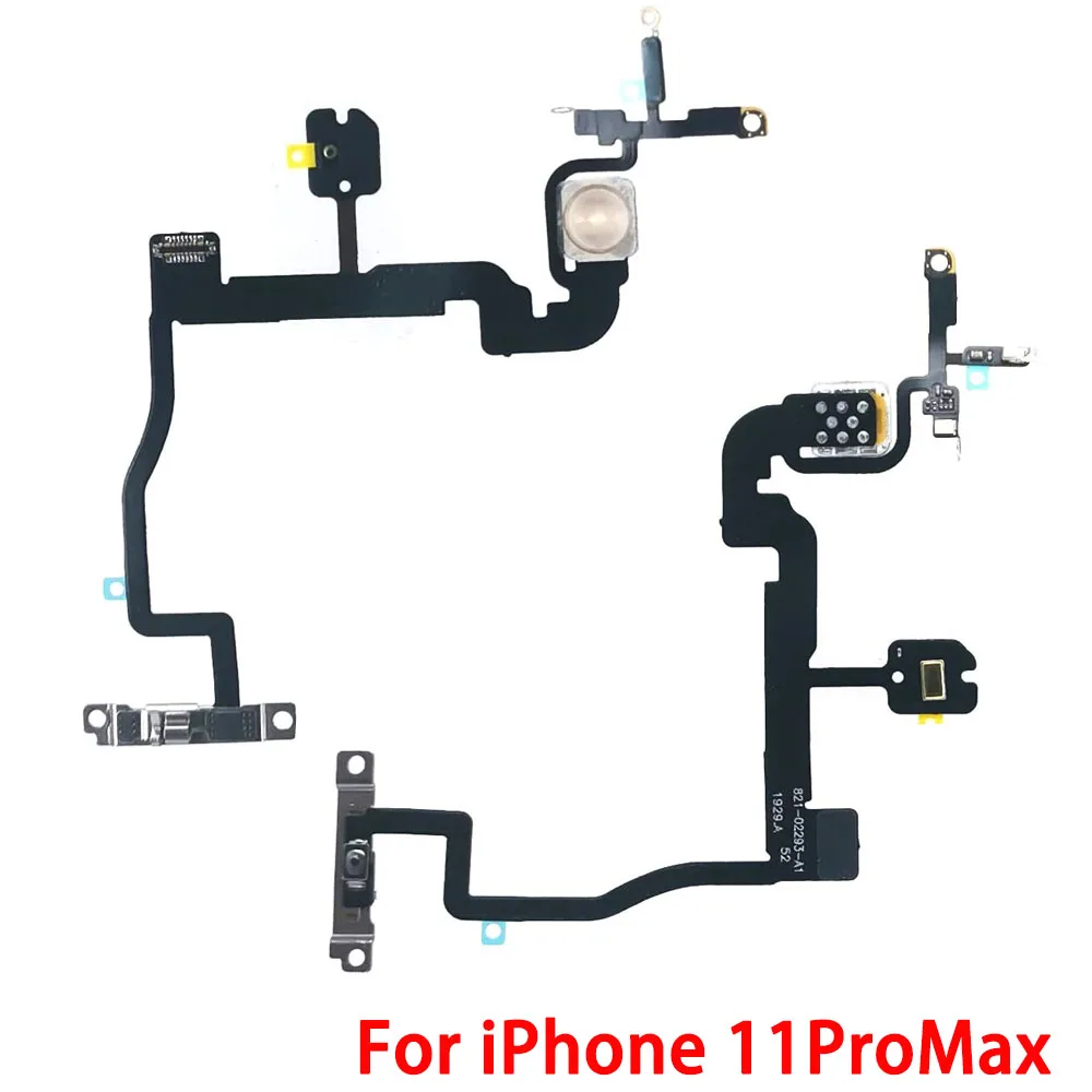 Power ON OFF Button Flashlight Flex Cable With Bracket For iPhone 11 Pro Max Replacement Parts