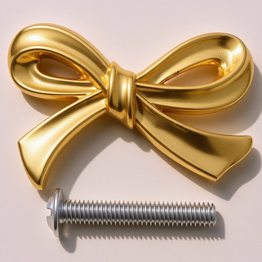 

Premium Brass Finish Cabinet Knobs - Bow Design Drawer Pulls for Dresser Cupboard - Smooth Touch Decorative Home Furniture