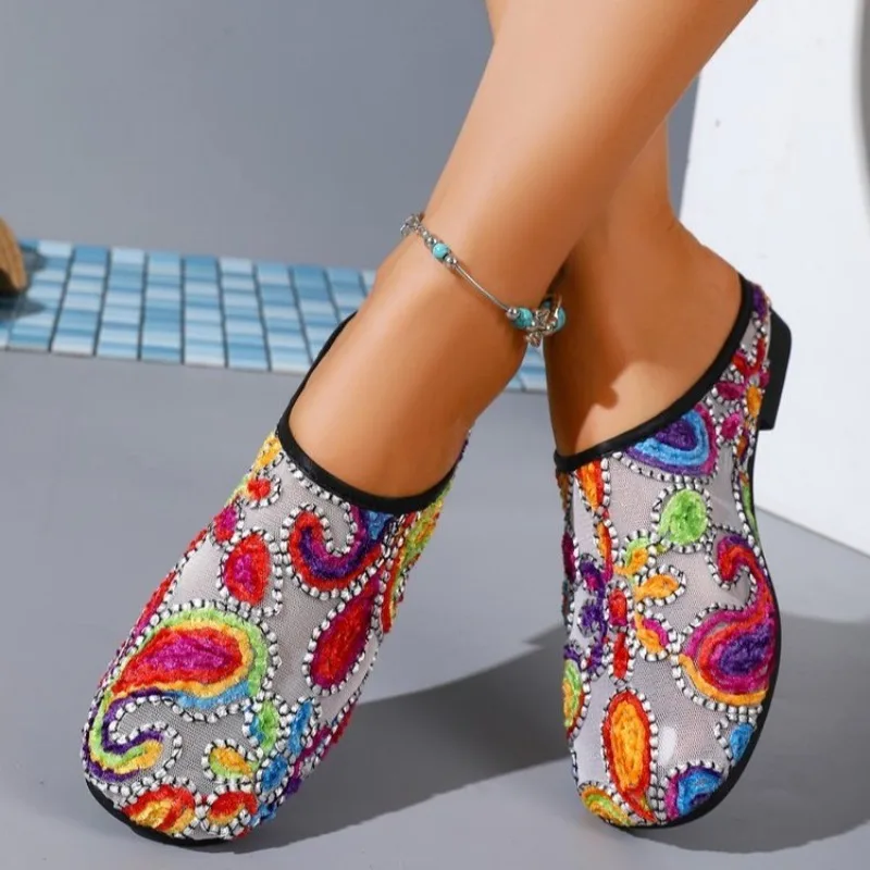Retro Style Ethnic Embroidery Embroidered Slippers Summer Baotou Soft Sole Outside Fashion Women's Shoes view 2