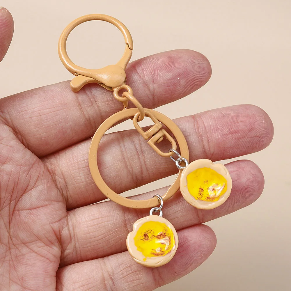 Cute Resin Food Keychain Gold Silver Style 1496