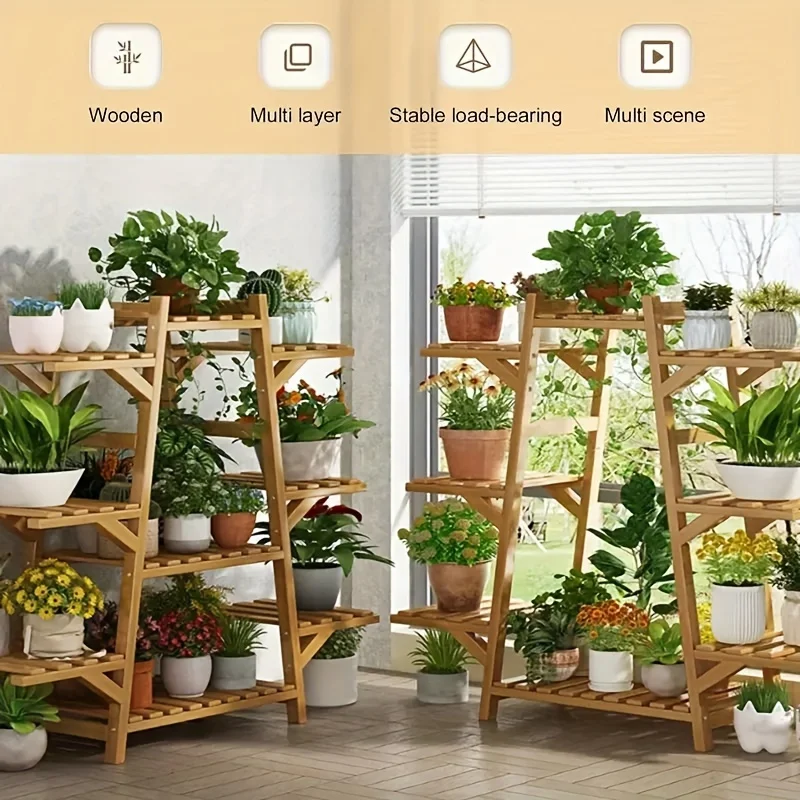 

1pc Modern Balcony Flower Rack - Caddies with Multi-Layer Storage, Space-Saving Design for Living Room Organization
