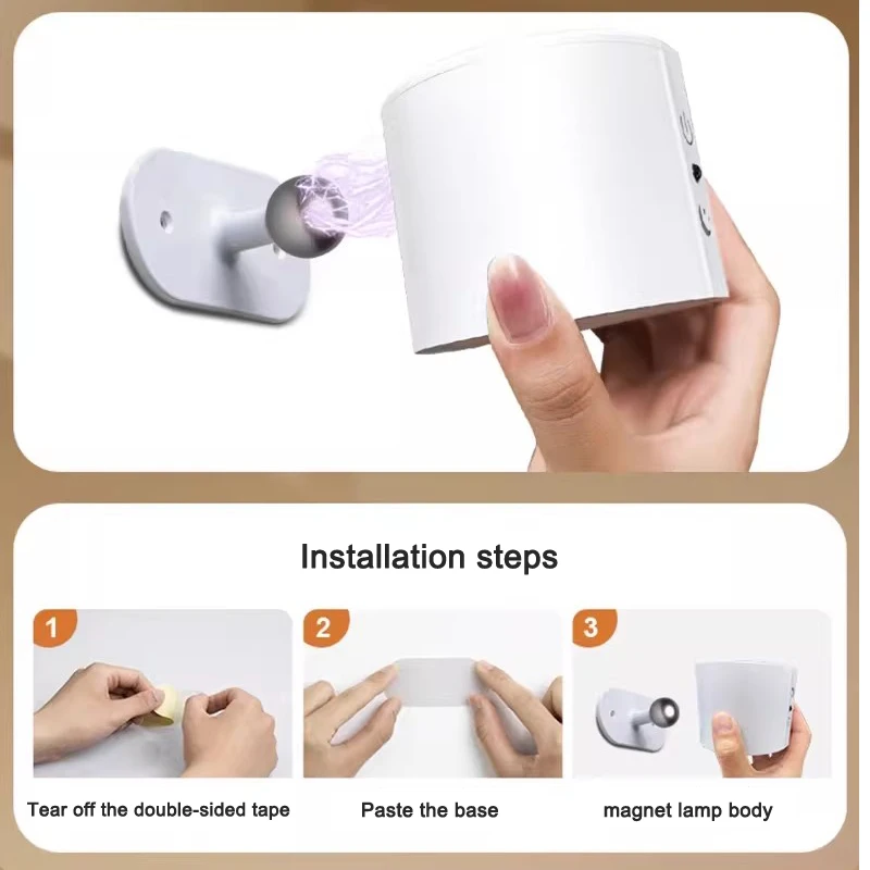 Led Wall Lamp Touch Control Remote 360 Rotatable USB Recharge Wireless Portable RGB Night Light For Bedside Bedroom Reading Lamp