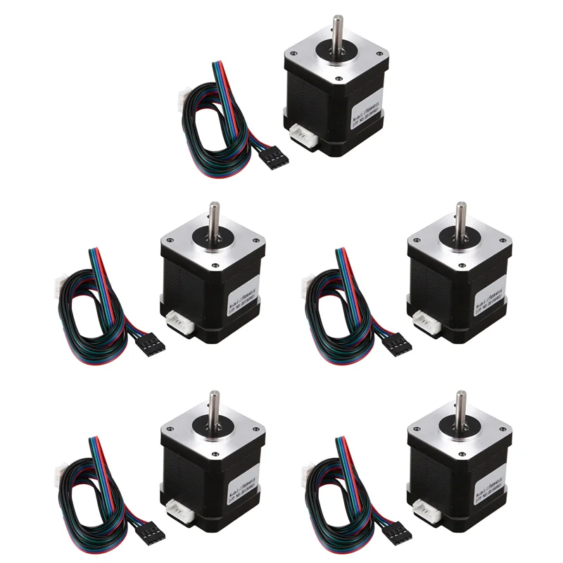 

ABT-5Pcs Nema 17 Stepper Motor 48Mm Nema17 Motor 42Bygh 2A 4-Lead ( 17Hs8401 ) Motor 1M Cable For 3D Printer Cnc Xyz Motor