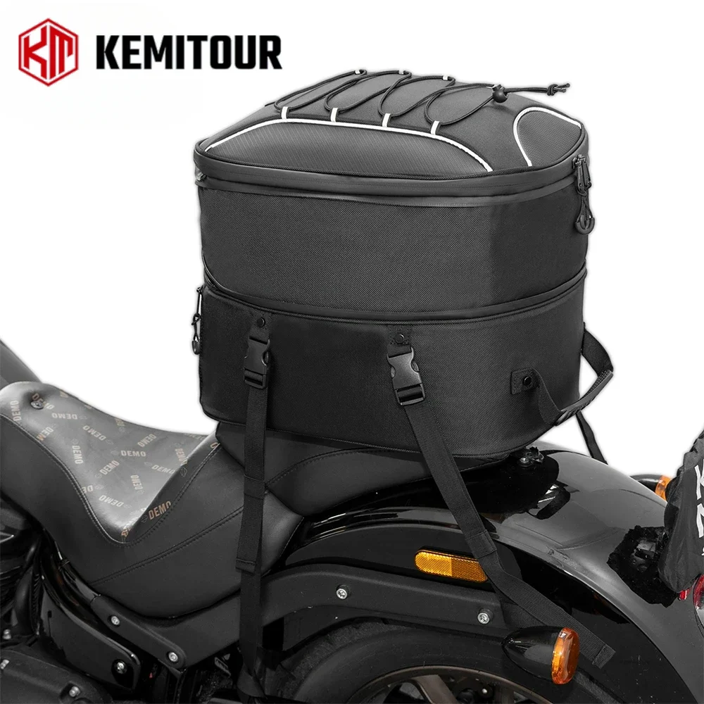 

KEMITOUR Motorcycle Rear Seat Tail Bag Back Seat Bags with Waterproof Rain Cover Expandable Motorbike Helmet Bag Travel Backpack