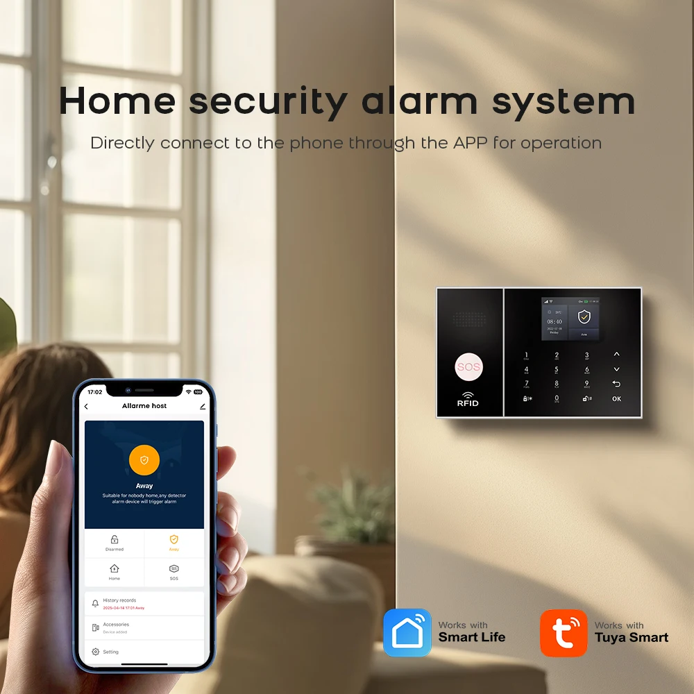 Wireless Home Alarm System Phone 4G Wifi Residential alarm Tuya Smart Home Child Safety protection Anti-theft Camera automation image 2