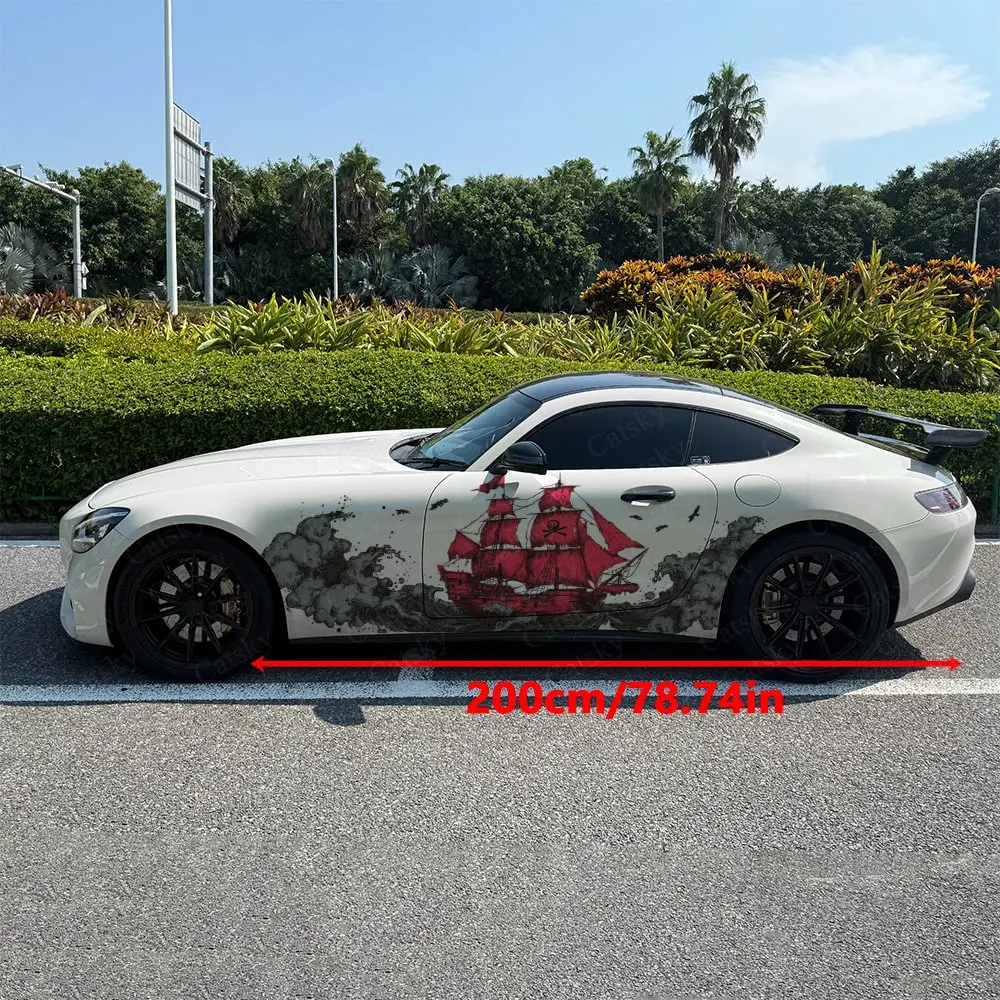 2pcs Pirate Ship Car Sticker Full Body Decal Decoration Scratches Protect Car Sticker Waterproof Car Vinyl Wraps