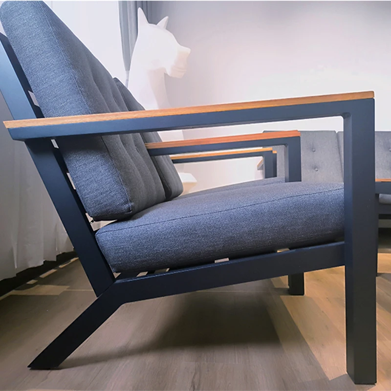 Guangdong Foshan Outdoor Modular Teak Wood Furniture Set Aluminum Frame Modern Patio Garden For Holiday Resort Use Weather