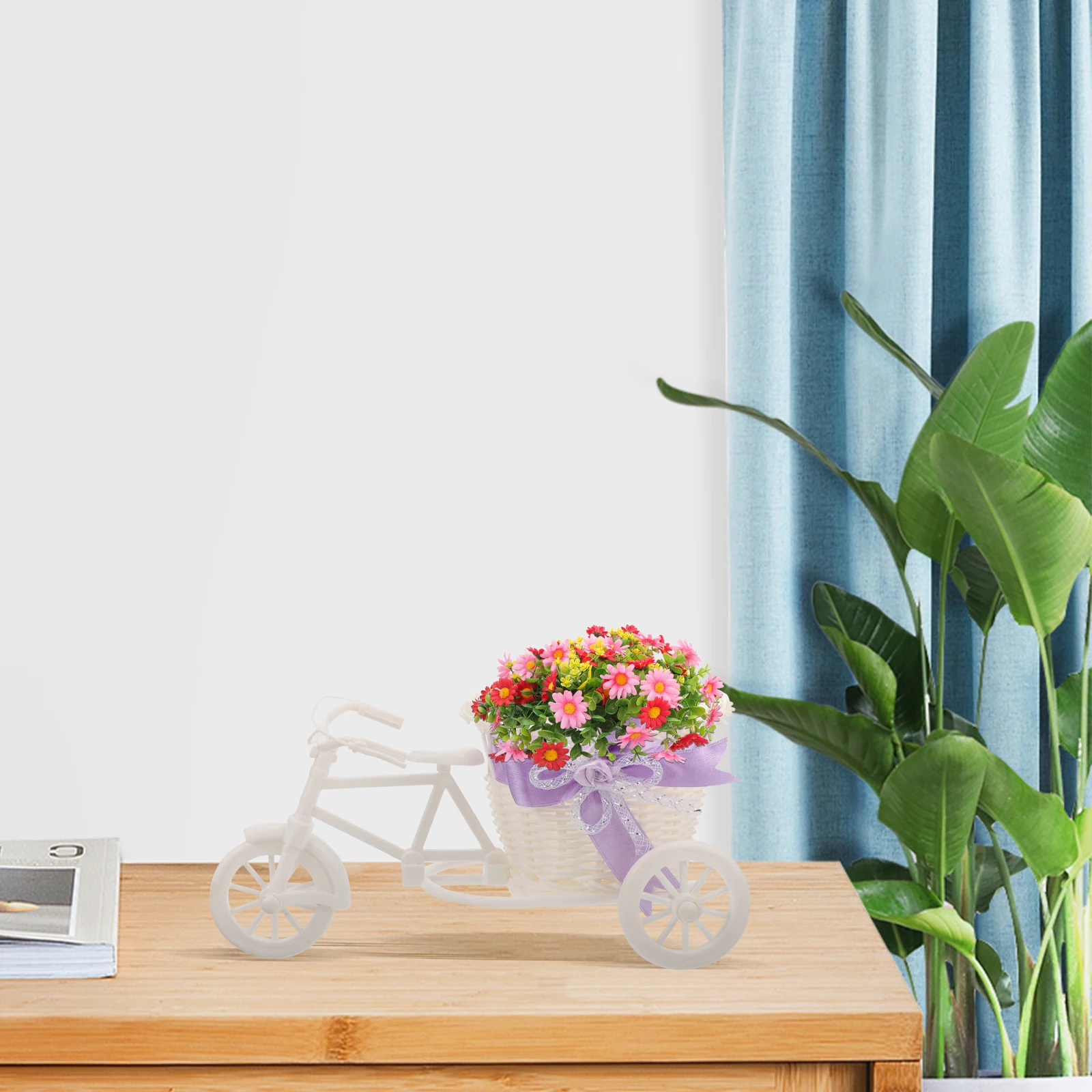 

Tricycle Shape Woven Flower Basket Small Candy Holder Gift Storage Basket Baby Shower Party Decoration Small Baskets for Favors