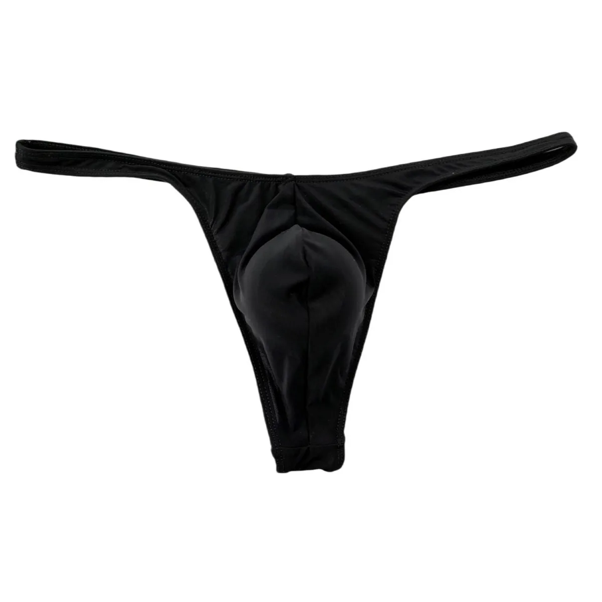 Silky Ice Silk Men's T-back Thong, Low-rise Semi-sheer Underwear with U-convex Pouch