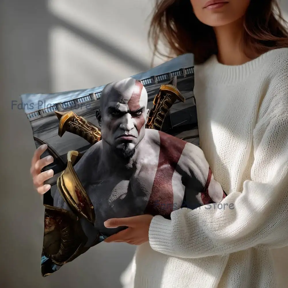 K-Kratos G-God of W-War Pillow Case Square Double-Sided Printing Short Plush Sofa Cushion Cover Bedroom Office Sofa Gifes