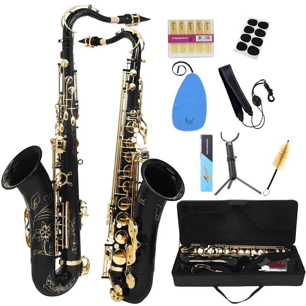 

SLADE Black Gold Bb Tenor Saxophone Brass High Quality Saxophone Music Instrument Tenor Sax with Case Reeds Bracket Parts