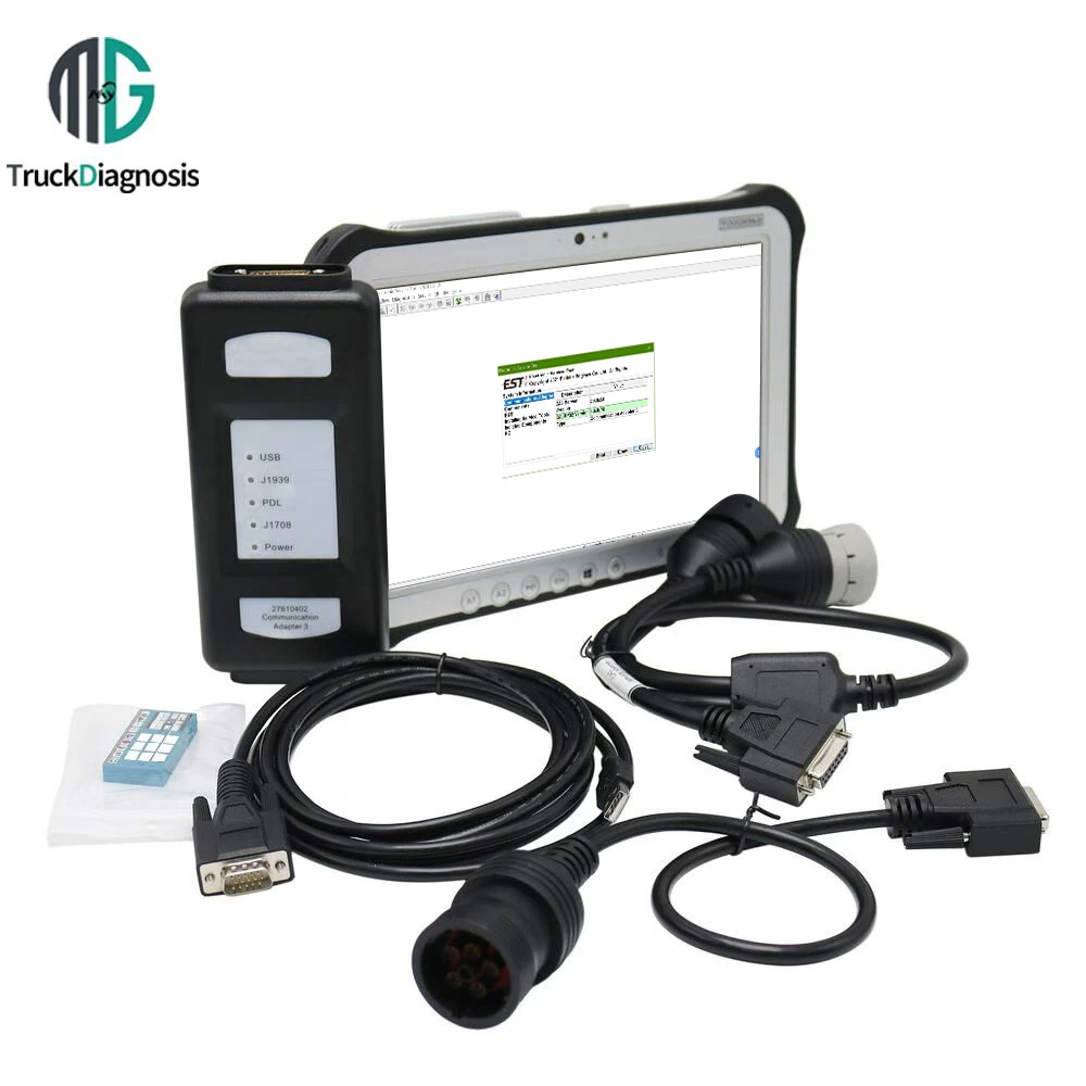 For Perkins  Excavator Truck Boat 2021B 27610401 Communication Adapter 3 EST Tester  Diagnostic Tool Scanner with Laptop