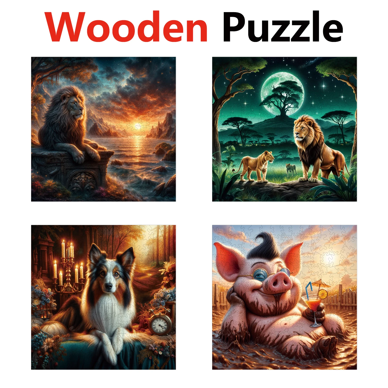 

Dogs Pigs Lions Animal Puzzles High Quality Jigsaw Puzzle Wooden Puzzle Best Christmas Gift