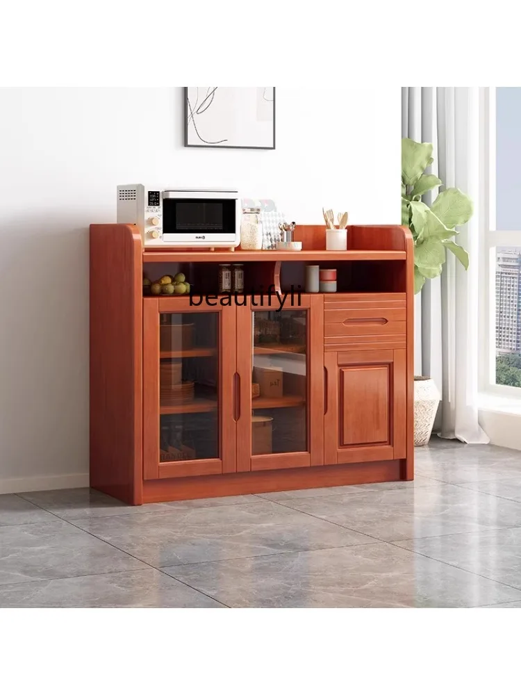 Multi-Functional Solid Wood Large Capacity Wall-Mounted Restaurant Side Cabinet Furniture Chinese Storage Bowl. Wine Cabinet