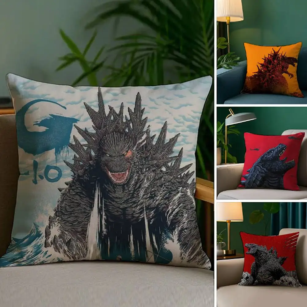 كول G-G-GoDZillAS فيلم كيس وسادة نسيج قطيفة لينة مزدوجة الوجهين طباعة غطاء وسادة أريكة رمي وسادة تغطي