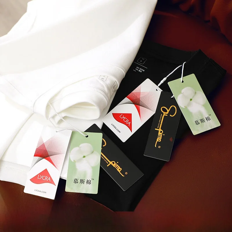 

Pookytage Men's ort Sve T-irt Pure Mousse Cotton Liquid Ammonia Proc Breathable Summer High End Skin-friendly Fai...