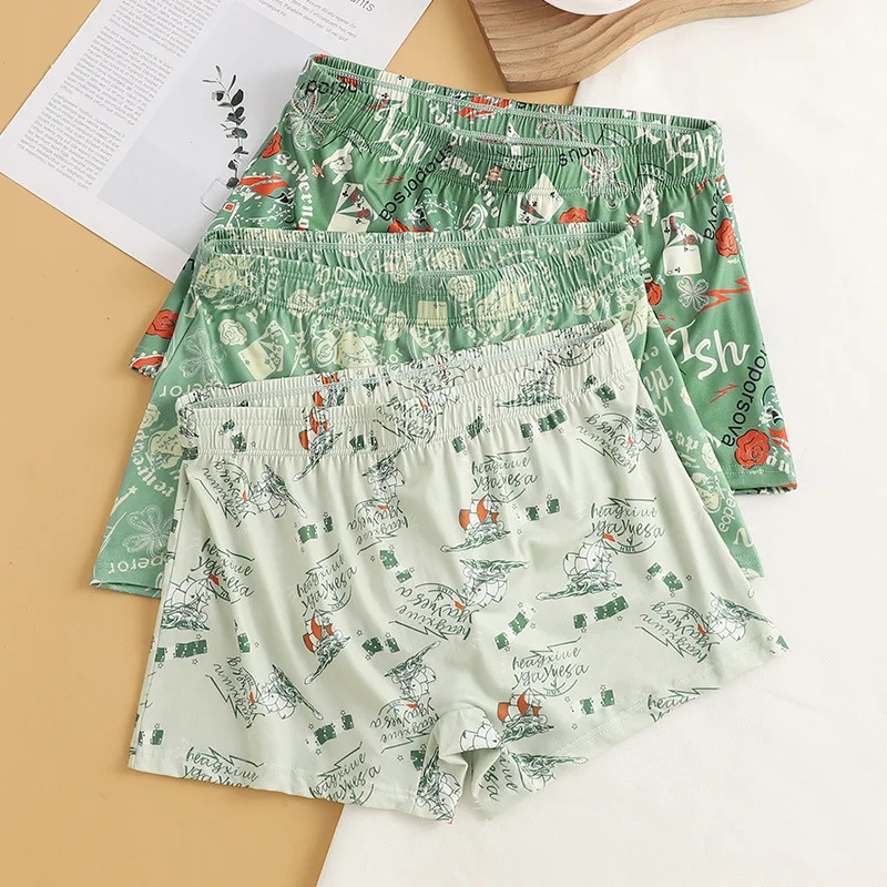 Men's Underpants Boys' Loose and Breathable Plus Size Flat Corner Pants Students' Fashionable Sexy Green Square Corner Shorts