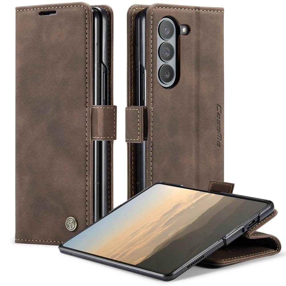 Wallet Case for Samsung Galaxy Z Fold 7 6 Fold5 4 Leather Flip Purse Book Coque Retro Vintage Card Slots Rfid Blocking