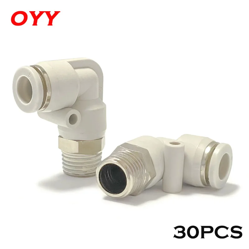 

30PCS Pneumatic White Copper Quick Connector PL8-02 PL6-01 4-M5 10-03 12-04 Right Angle Elbow Quick Plug