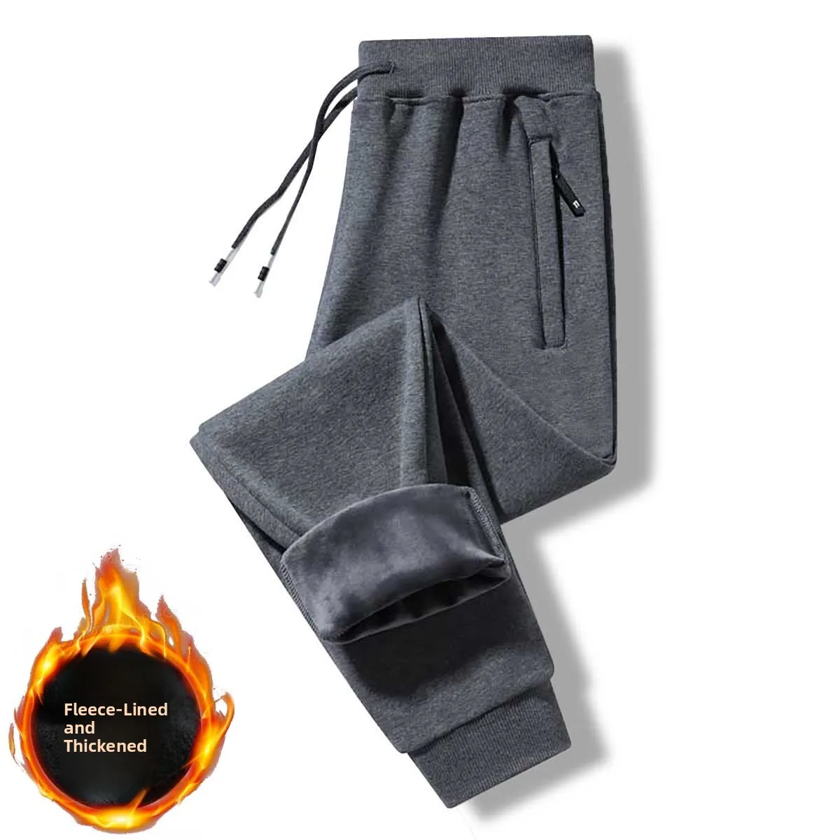 Thickened Fleece Women's Straight Leg Pants Autumn Winter Outerwear Casual Loose Trousers Sports Sweatpants Elastic Waist