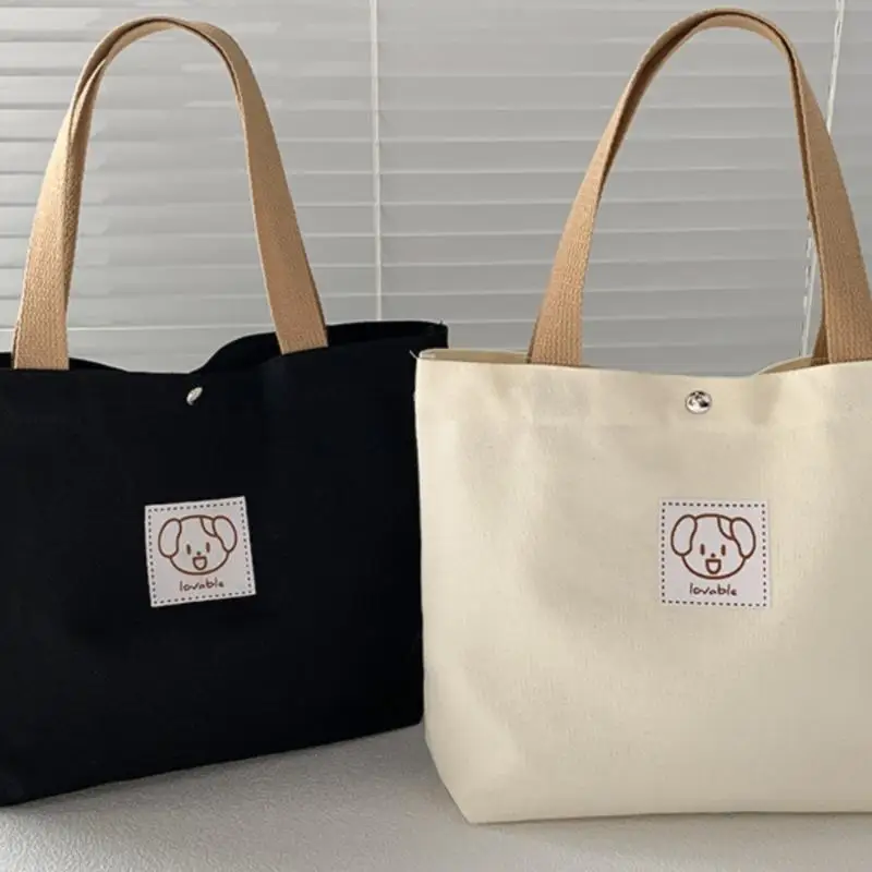 Simple Roomy Canvas Tote Bag Large Capacity Portable Lightweight Shoulder Bag for Travel Work Commute