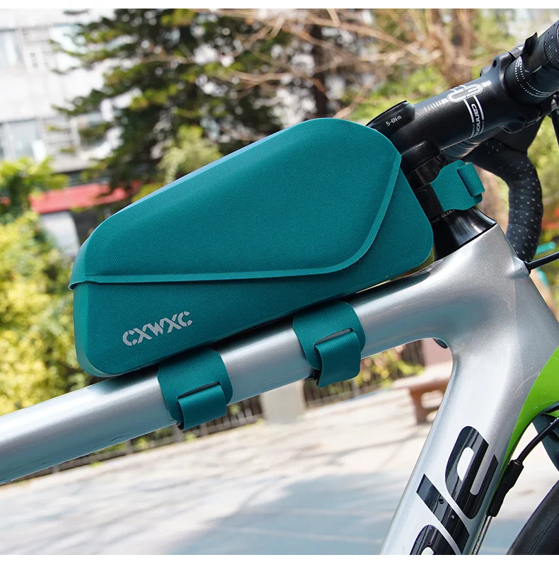 CXWXC Fahrrad-Tasche mit magnetischem Deckel, Oberrohrtasche mit Schrauben montiert und Riemen, Zwei-Wege-Installation, MTB, Rennrad, wasserdichte Frontrahmentasche – Detail 24
