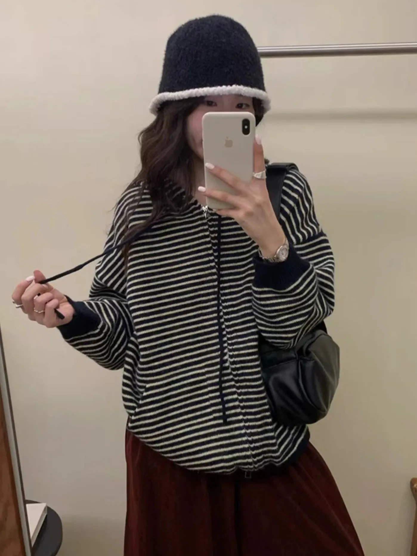 Pull à capuche rayé Chic coréen pour femmes, décontracté, confortable, respirant, toutes saisons, Faion exclusif en ligne