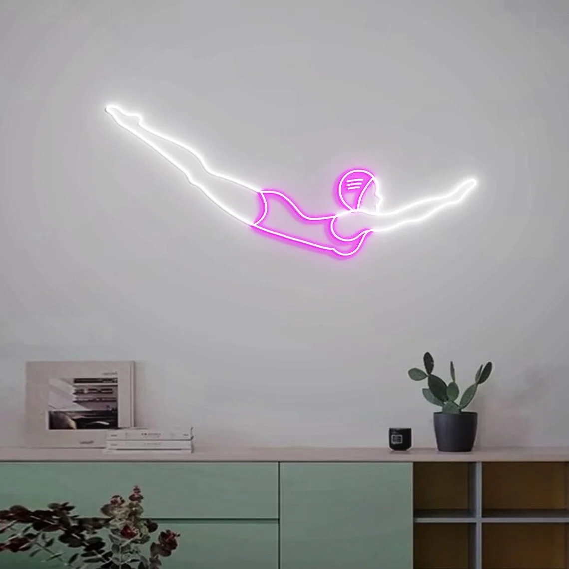 

Неоновая вывеска для девочек-дайвера, винтажный пловец, неоновый женский пловец для домашнего бассейна, настенный декор, знак для бассейна