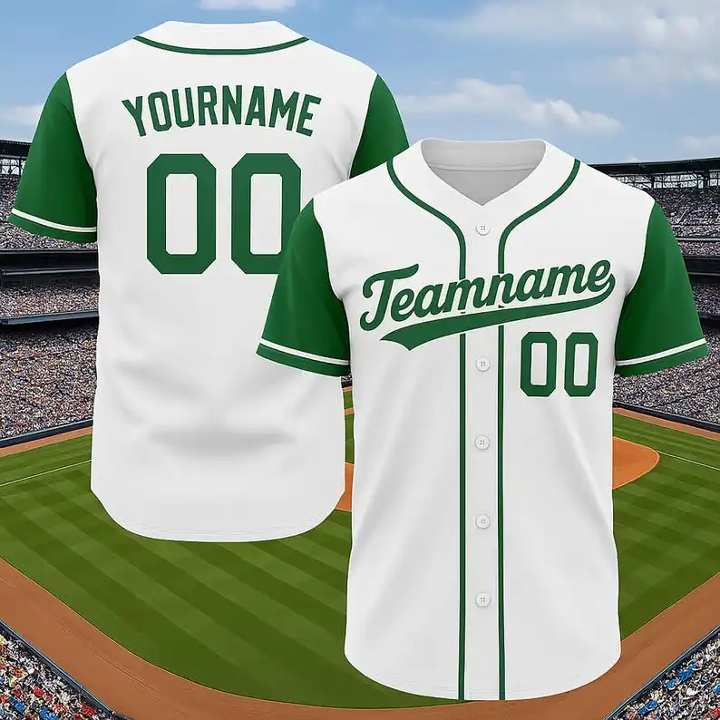

Custom White and Kelly Green Baseball Jersey, Personalized Team Name & Number, Unisex Uniform for Baseball Fans Lovers