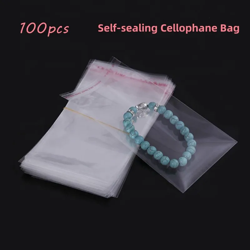 100Pcs Transparent Self-sealing Opp Bag Plastic Jewelry Gift Food Candy Chothes Cake Packaging