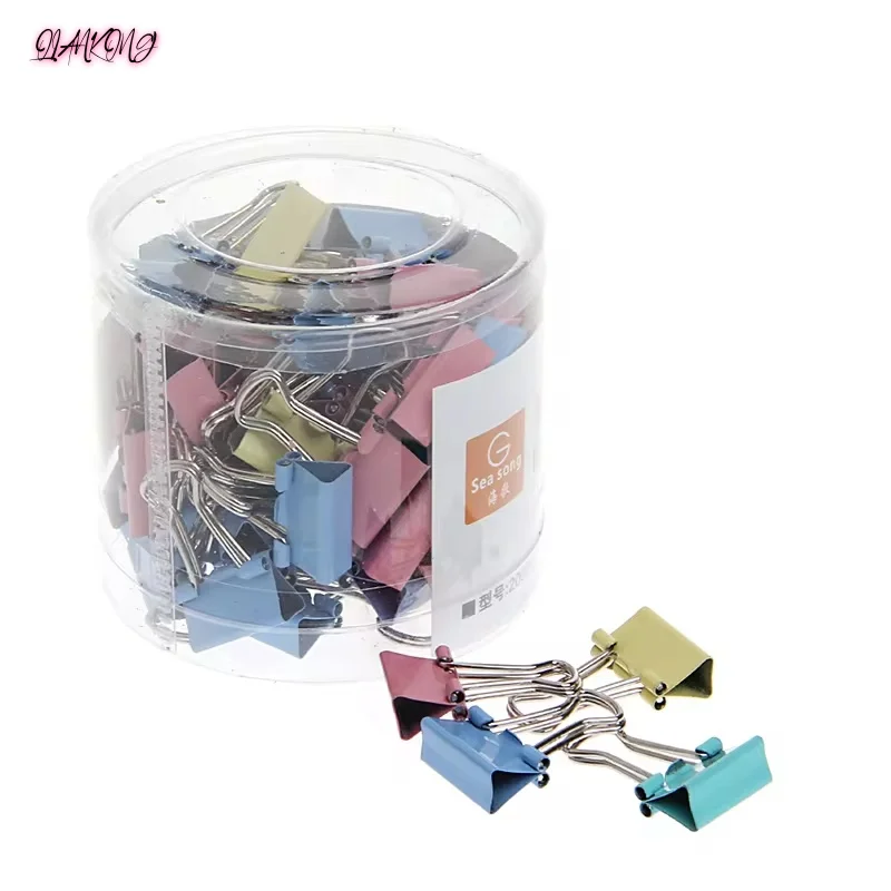 48 unids/set Clips de carpeta metálicos coloridos Clip de papel para archivos suministros de oficina 25mm de ancho accesorios de oficina clips de carpeta