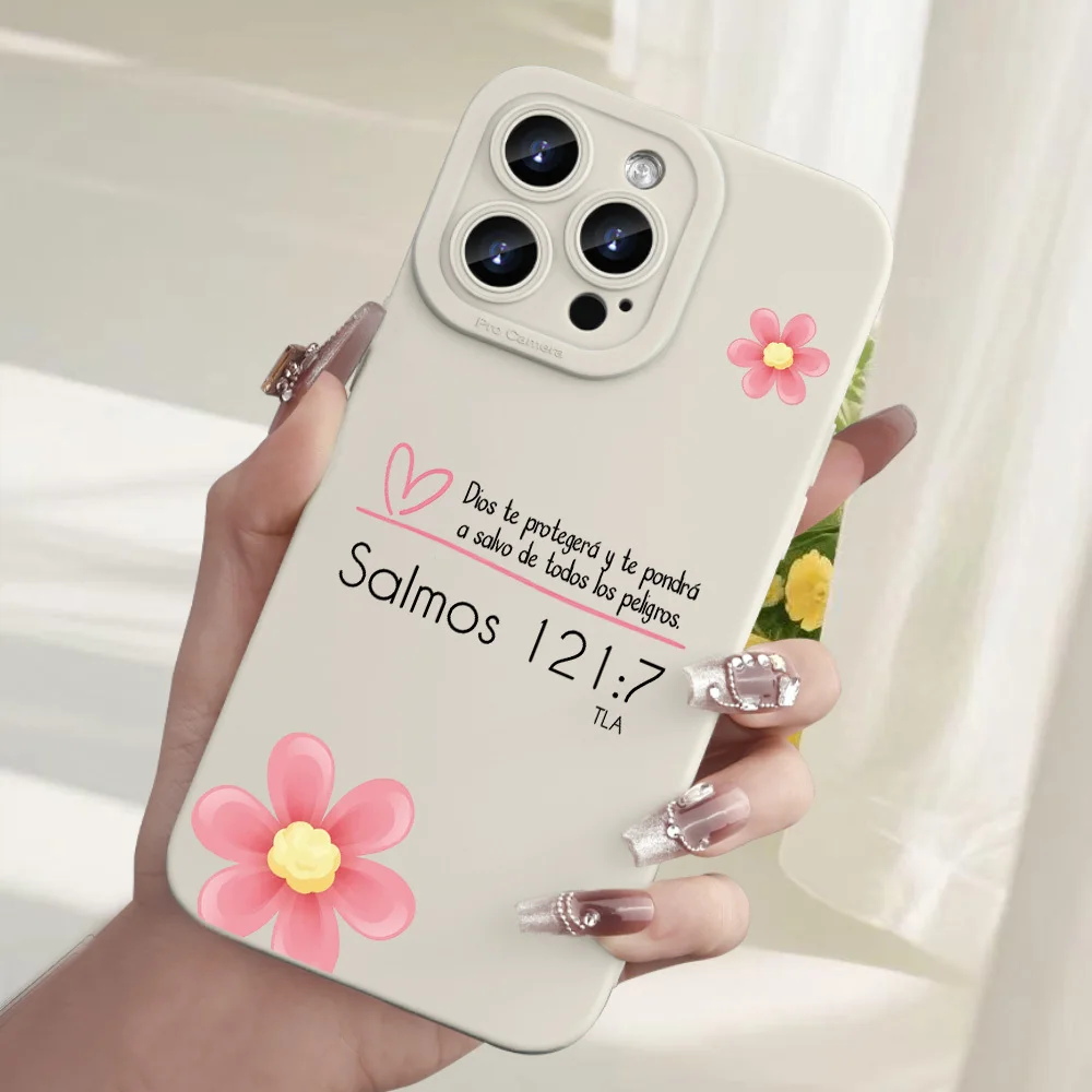Spanish Bible Verse Phone Case For iPhone 17 16 11 14 15 Pro Max 12 13 Mini Soft Shockproof Cover TPU Fundas