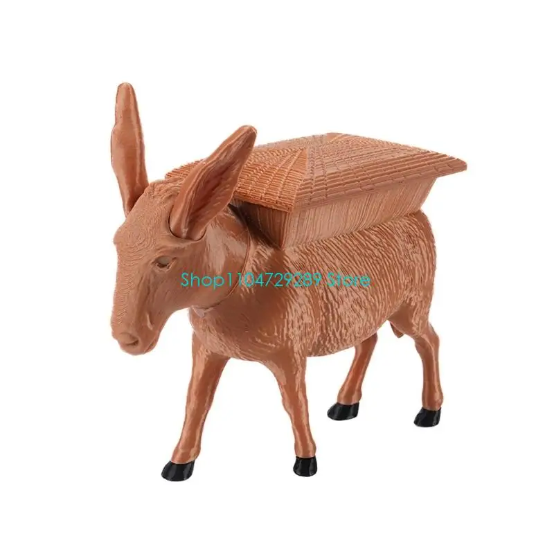 D8KE Brown Donkey Tabletop Decor Box Figurine with Covered Storage Space, Decorative Small Item Case for Tea Table, Desk Area