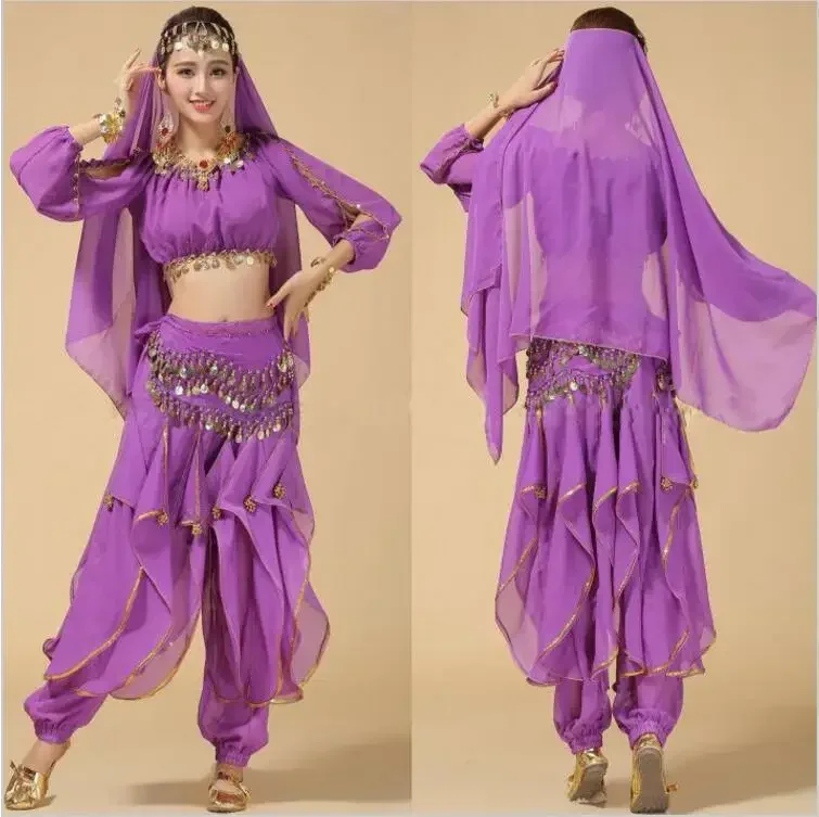 New 2pcs Set Belly Dance Costume Bollywood Costume Indian Dress Bellydance Dress Womens Belly Dancing Costume Sets 4 Pcs