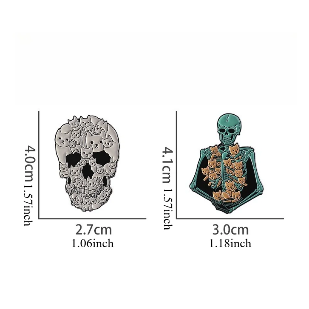 Cute Halloween Cat Skull Brooch Metal Badge Clothing Accessories Collar Pin Schoolbag Pencil Case Decorative