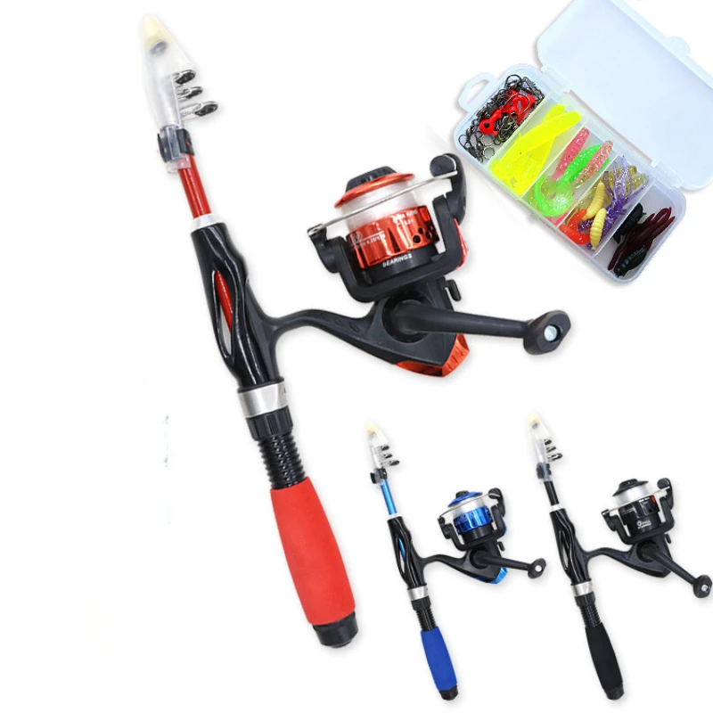 Telescopic 31cm Mini Fishing Rods Combo Set Collapsible Rods Reels Lures Hooks Bag Portable Fishing Kit for Children Adults