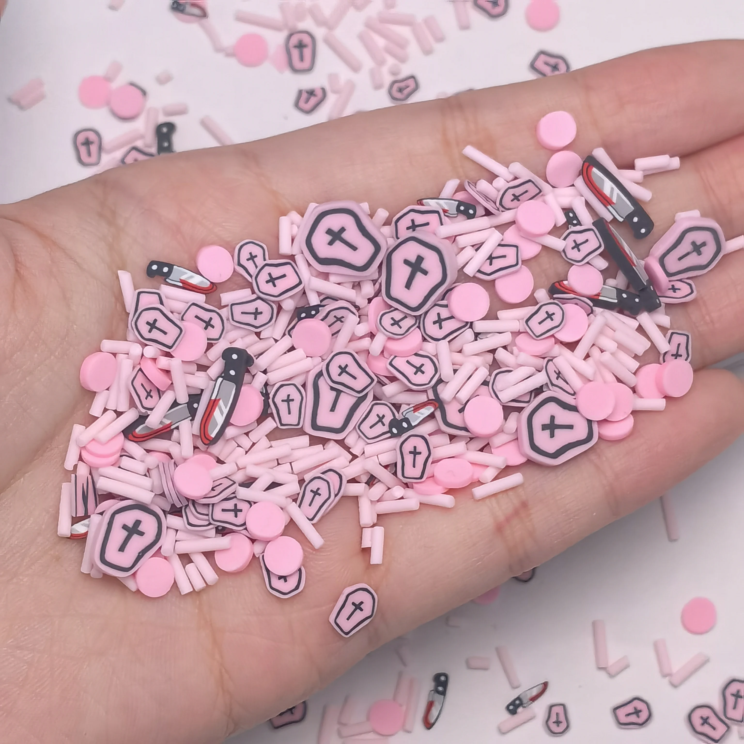 Halloween Polymer Hot Clay Slice Mixed Blood Knife Tombstone Sprinkles for Slime FillerCrafts DIY Confetti Scrapbook