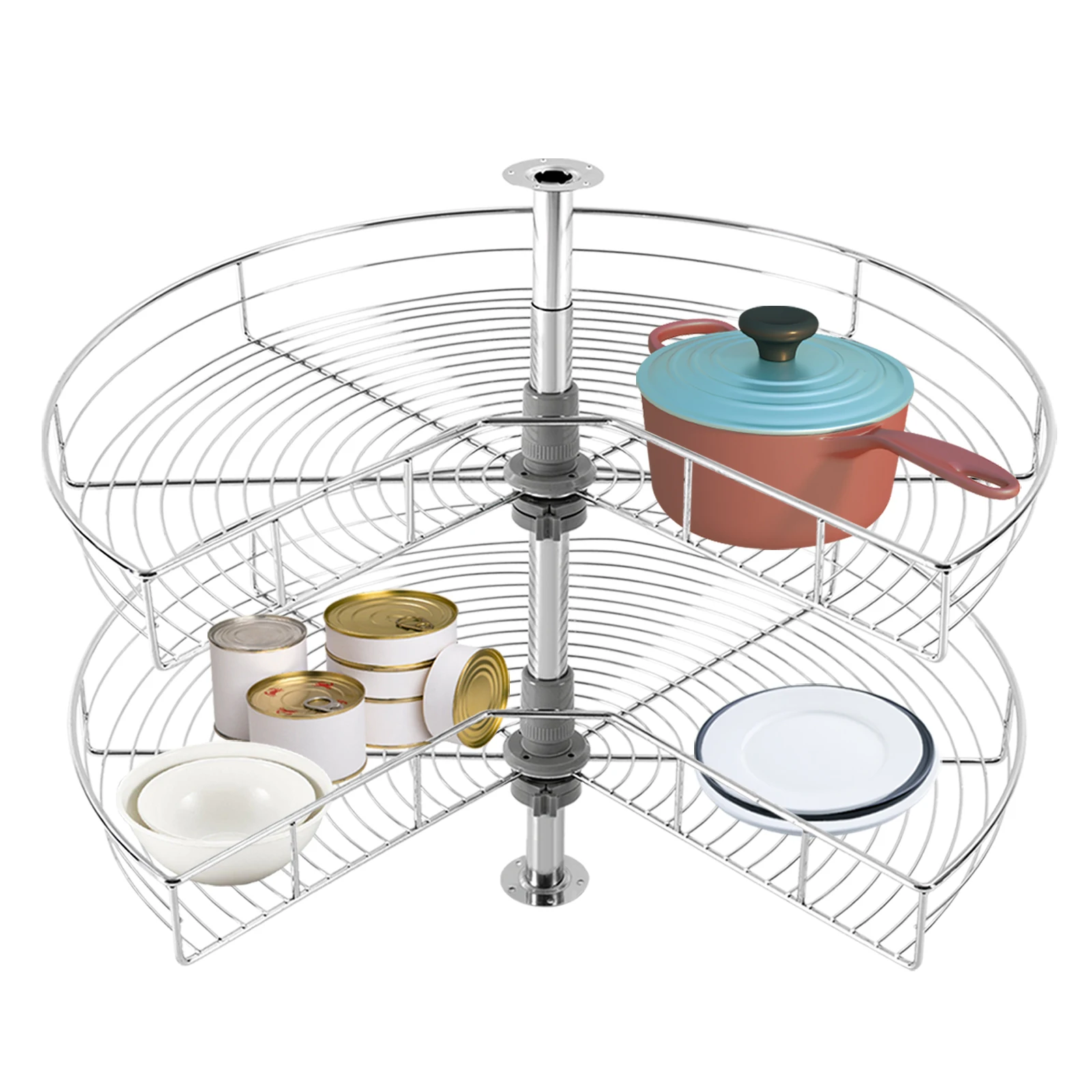 Imagem -05 - Organizador de Canto em Forma de Rim Canto Cego Montado Rotação 270 ° Camadas Base de Cozinha