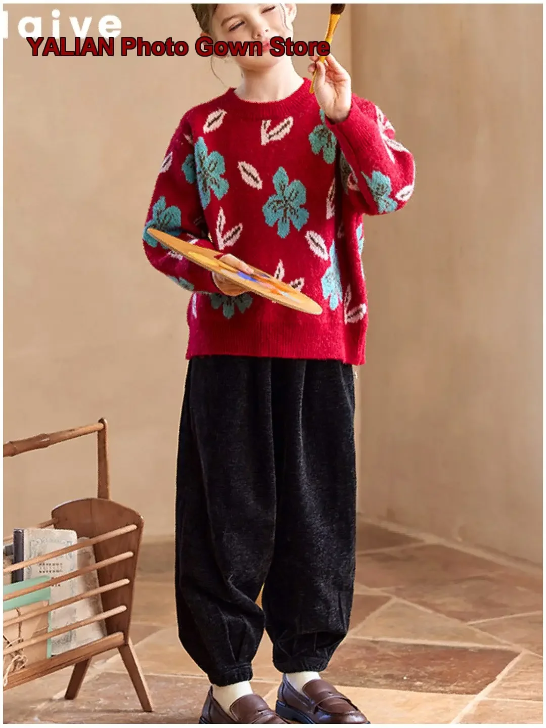 Girls Pullover Sweater Kids Autumn Winter Sweet Holiday Knit Top